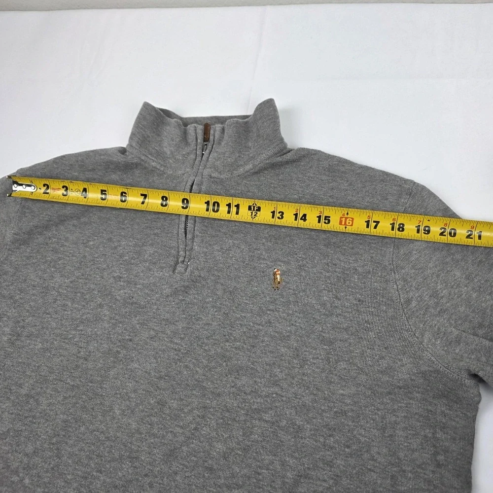 Polo Ralph Lauren Sweater Mens Large Gray Estate Rib Quarter Zip Mock Neck